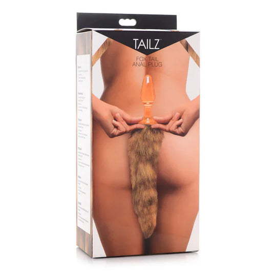 Orange Glass Butt Plug with Fox Tail