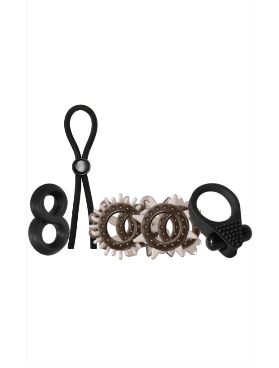 Couples Pleasure Bundle: Adam & Eve Deluxe Penis Ring Sampler + Rockin' Rabbit Ring