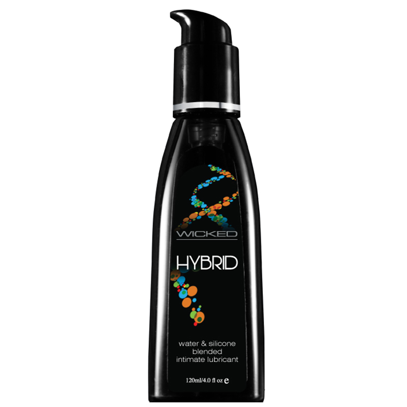 Wicked Hybrid Lube 4oz bottle water and silicone blend personal lubricant glycerin-free vegan