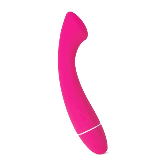 Waterproof purple silicone massager with travel pouch