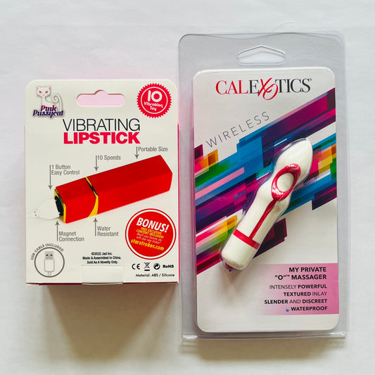 Bundle:CalExotics My Private O & Pink Pussycat Rechargeable Lipstick Vibvator Red