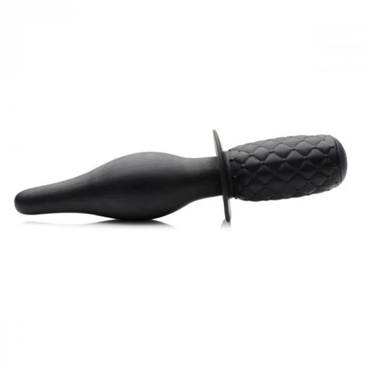 Ass Thumpers The Drop Vibrating Anal Thruster – Premium black silicone anal plug with wide bulb and textured handle for deep stimulation