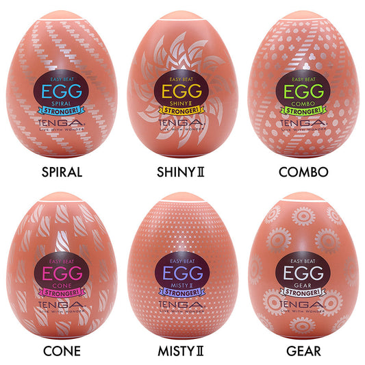 TENGA Hard Boiled Egg II 6-Pack Disposable Male Masturbators with Assorted Textures