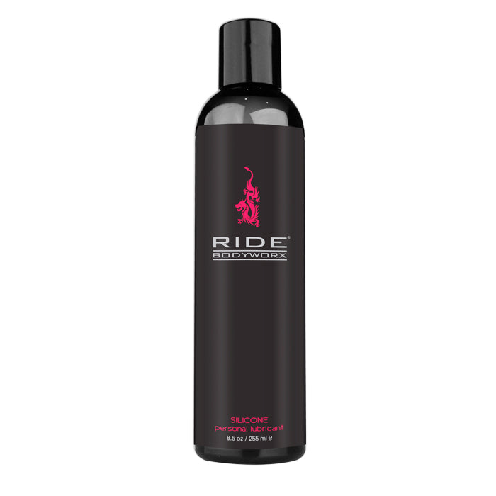 Black bottle of Ride Bodyworx product on a white background