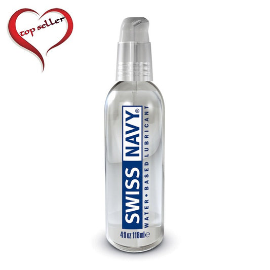 Swiss Navy Water Based Lube – clear, silky personal lubricant in pump bottle, compatible with toys and condoms | PurpleNight.ca