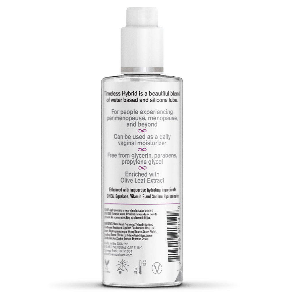 Wicked Simply Timeless Hybrid Lubricant 4 oz – Water-Silicone Blend for Menopause Comfort