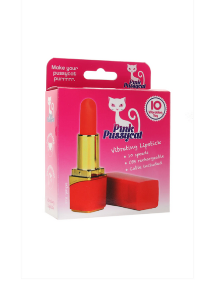 Pink Pussycat Rechargeable Lipstick Vibrator Red