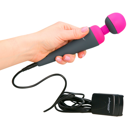 BMS PalmPower Massager – Plug-In Wand Vibrator with Silicone Head and Power Cord