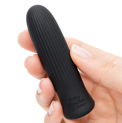 Fifty Shades Sensation Bullet Vibrator – Small black silicone bullet vibe with rounded tip 