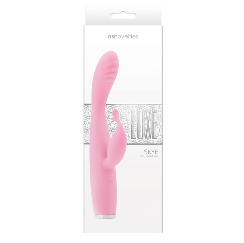 NS Novelties Luxe Skye – Slim Rabbit Vibrator in Platinum Silicone - Pink