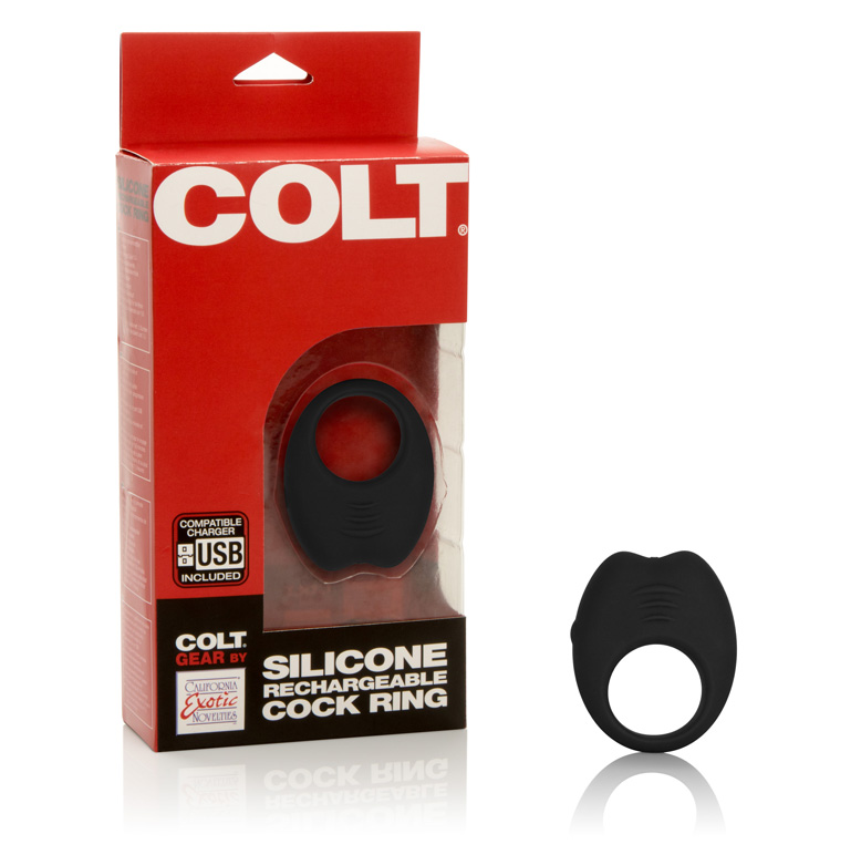 California Exotics Silicone Rechargeable Cock Ring in soft stretchy silicone with control button and USB charging design