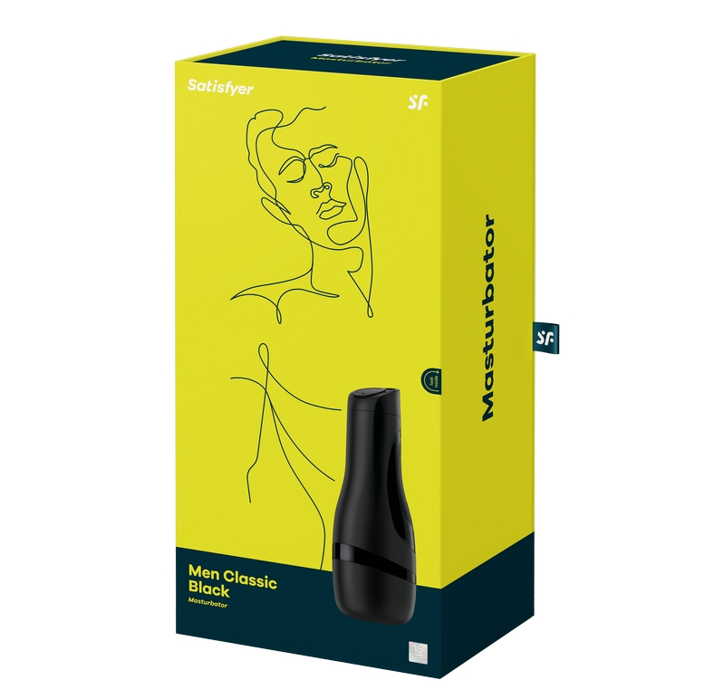 Satisfyer Men Classic black masturbator with removable cyberskin sleeve”