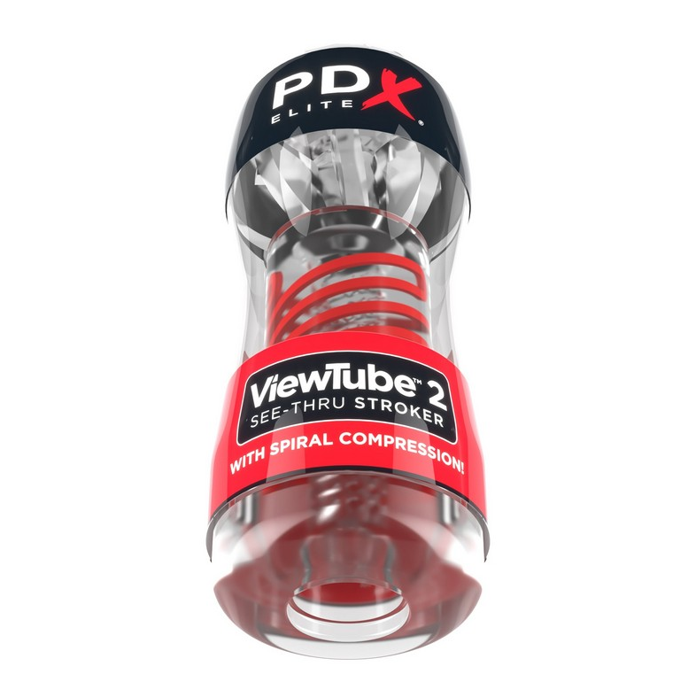 ViewTube 2 clear stroker showing ribbed and beaded interior texture for visual stimulation
