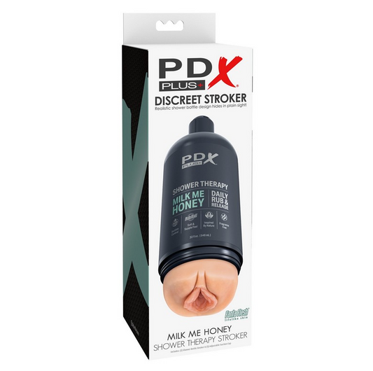Pipedream Shower Therapy Milk Me Honey waterproof stroker with suction cup base

