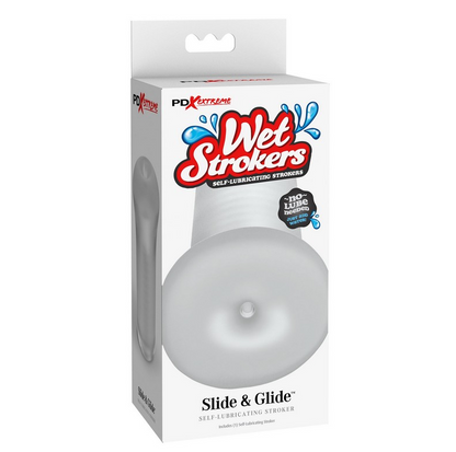 Pipedream PDX Extreme Wet Stroker frosted self-lubricating sleeve with water-activated technology
