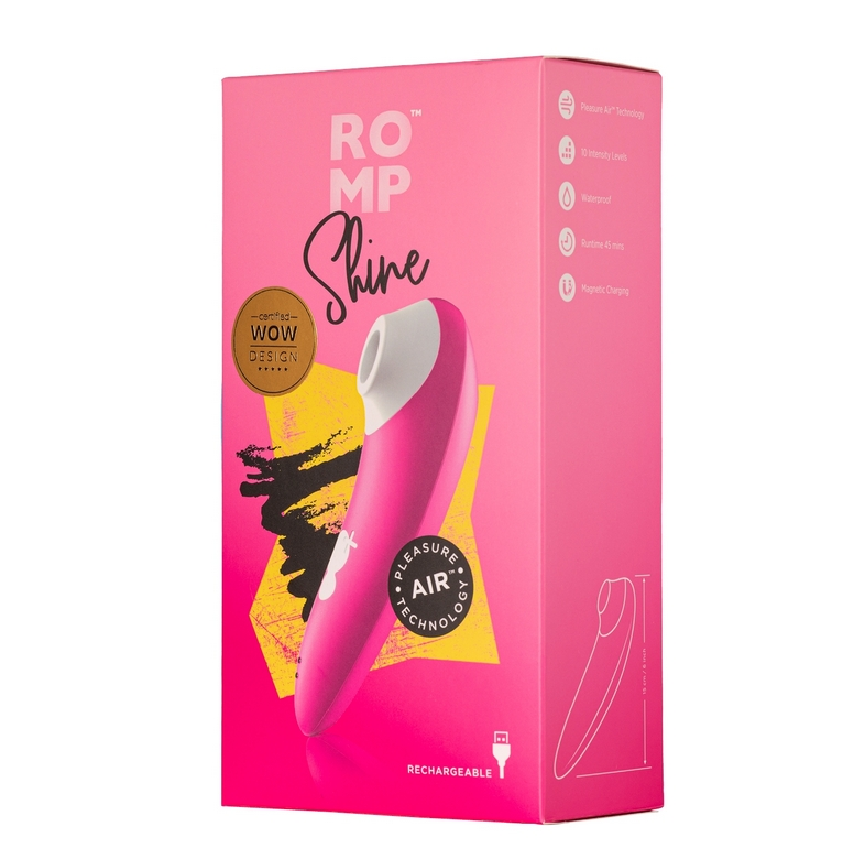 ROMP Shine Clitoral Stimulator in pink with soft silicone suction head