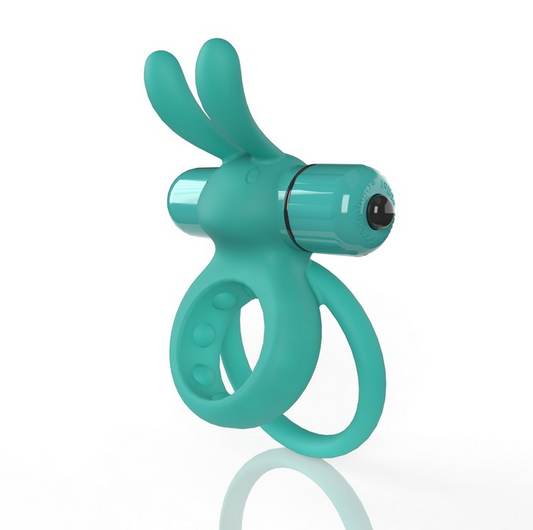 4B Ohare cock ring showing deep bass motor and soft silicone rabbit ears
