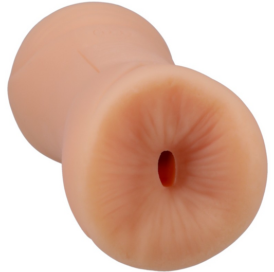 Palm Pal Stud compact male butt stroker showing tight textured interior and handheld design
