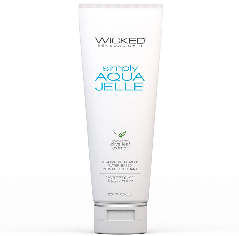 Wicked Simply Aqua Jelle Water-Based Lubricant 4 oz – Glycerin-Free Gel Formula