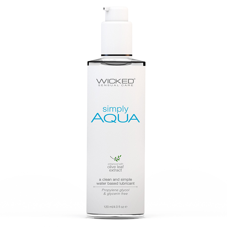 Wicked Simply Aqua water-based personal lubricant 4oz pump bottle paraben-free glycerin-free
