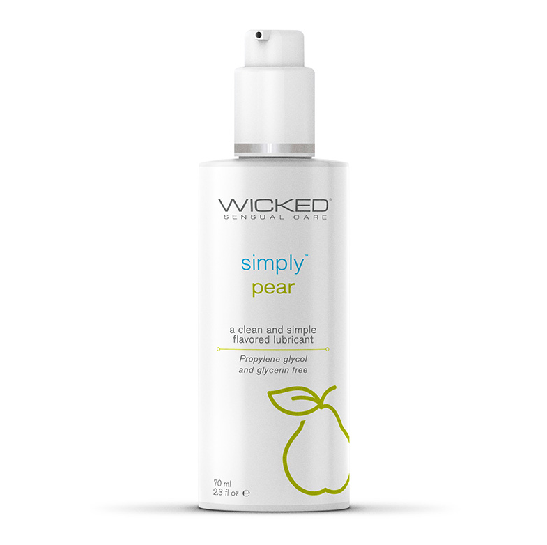 Wicked Simply Lube Pear flavored water-based lubricant 2.3oz pump bottle paraben-free glycerin-free
