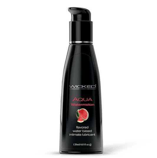 Wicked Aqua Watermelon flavored water-based lubricant 4oz pump bottle paraben-free long-lasting oral play
