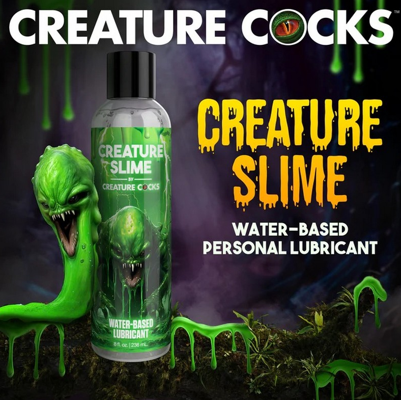 Creature Slime Water-Based Lube – 8oz and 16oz clear unscented slime lube for full-body fantasy play