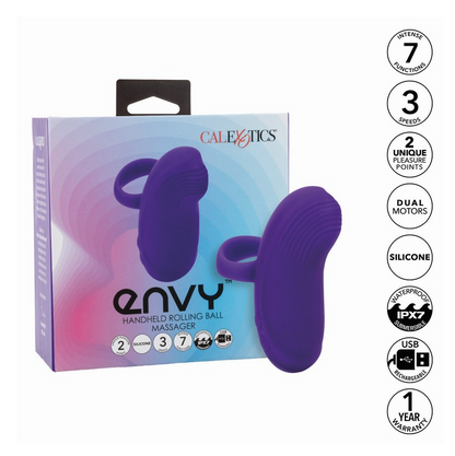 CalExotics Envy Rolling Ball Massager on satin surface