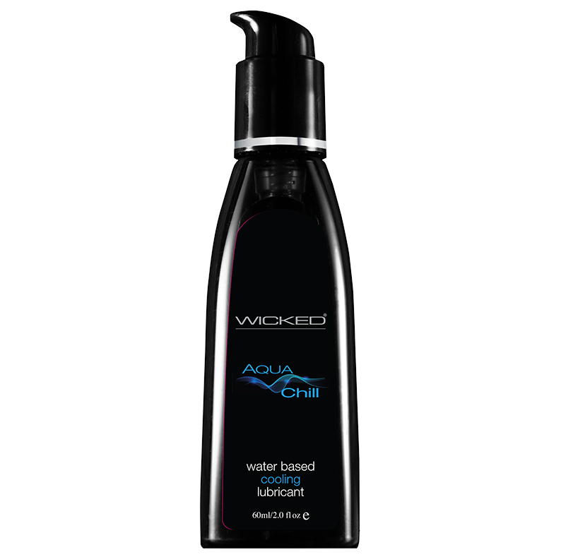 Wicked Aqua Chill Cooling Lubricant – 2oz and 4oz water-based tingling lube with peppermint, menthol, and ginger | PurpleNight.ca