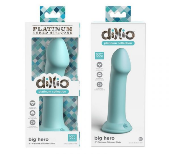 Two packages of Dillio 'big hero' silicone product on a white background