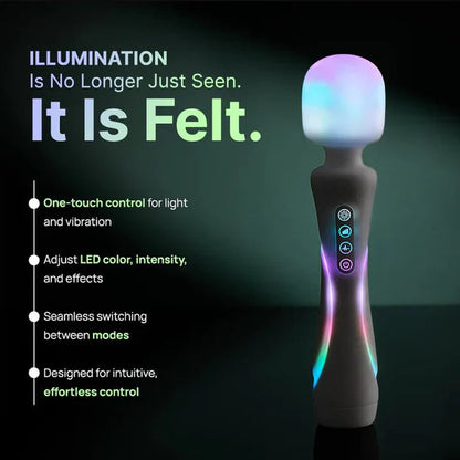 Illumination Wand app-controlled RGB wand vibrator with silicone body