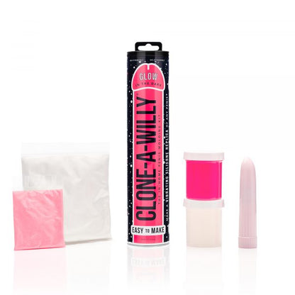DIY penis replica casting kit in vibrant pink glow silicone