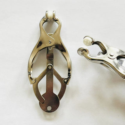 Silver Clover Nipple Clamps – Adjustable Pressure BDSM Jewelry for Intense Play