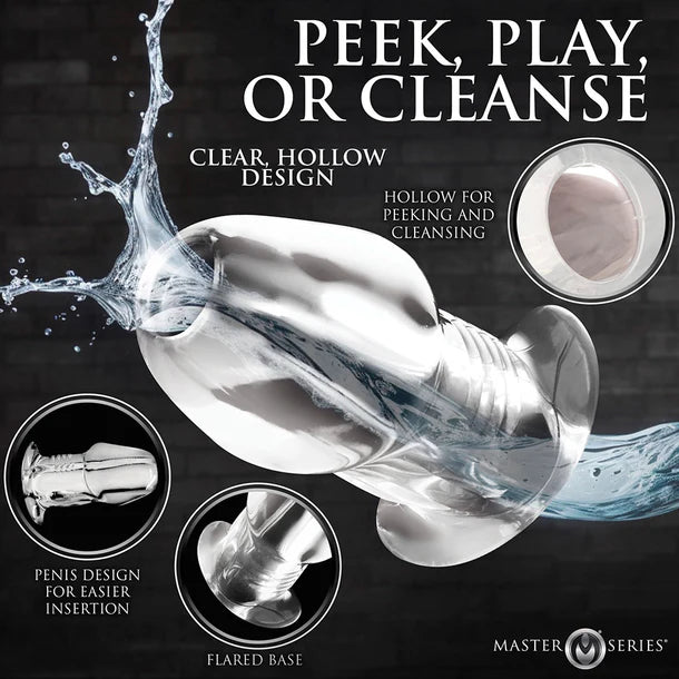 Dicked Clear Hollow Anal Plug - X-Large