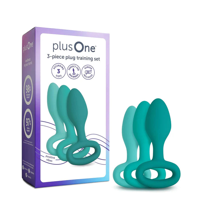 plusOne 3-piece plug training set made from body-safe silicone with smooth tip design
