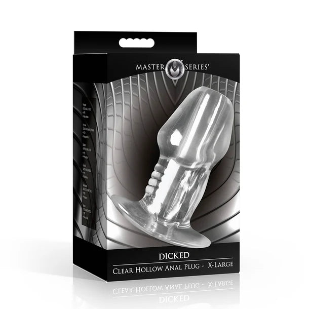 Dicked Clear Hollow Anal Plug - X-Large
