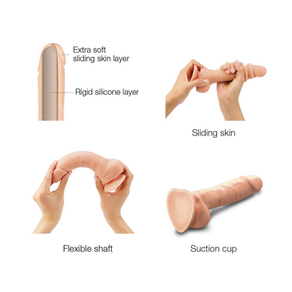 Strap On Me Sliding Skin Realistic Dildo Vanilla - XXL