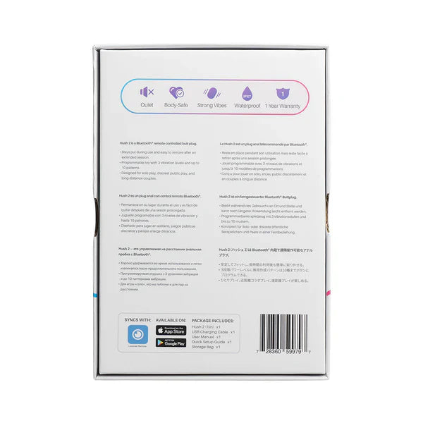 Lovense Hush 2 1 inch app-controlled vibrating butt plug made from body-safe silicone