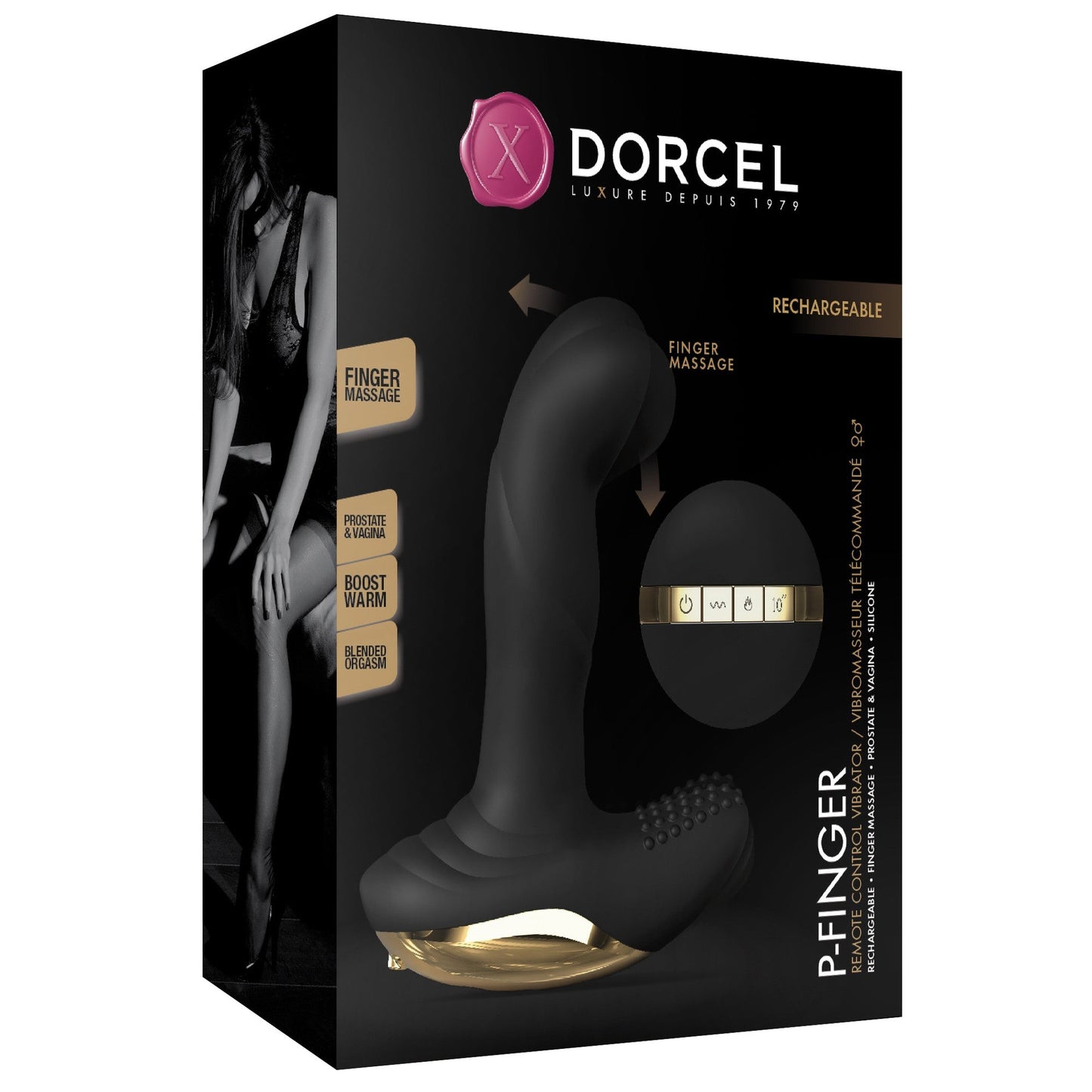 Dorcel P-Finger Remote Control Vibrator – angled side view