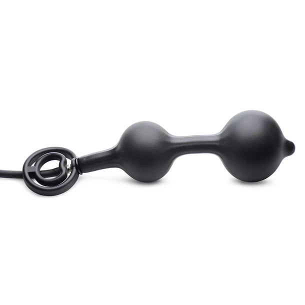 Devils Rattle Inflatable Silicone Anal Plug with Cock and Ball Ring