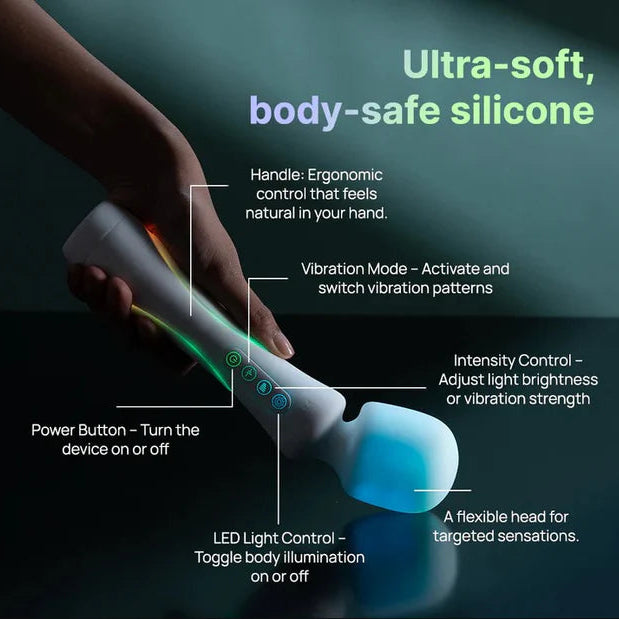 Illumination Wand app-controlled RGB wand vibrator with silicone body