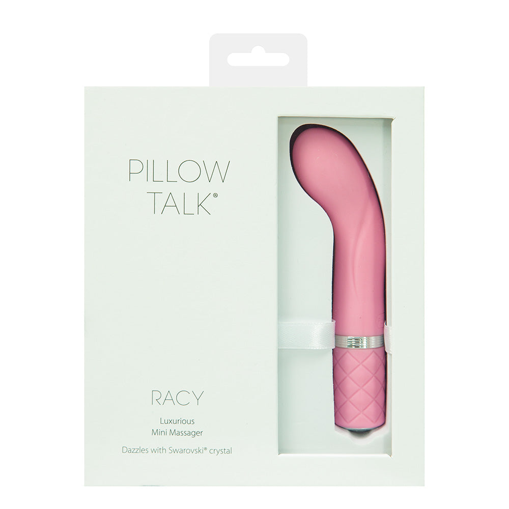 Elegant pink mini vibrator with curved silicone body and quilted texture