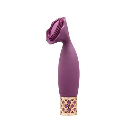 Pillow Talk Secrets Passion Massager – Wine Bristle-Head Clitoral Vibrator with Rose Gold Detail