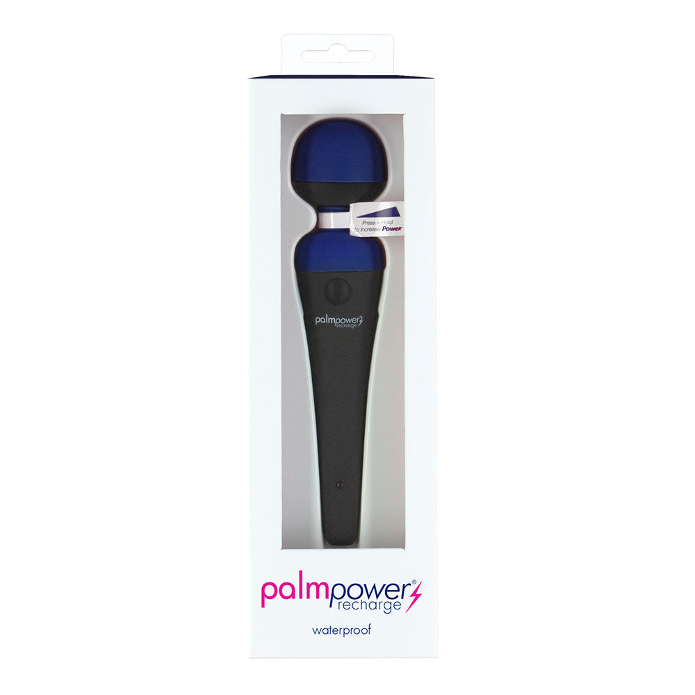 BMS Factory PalmPower Rechargeable Massager – Blue, Waterproof Cordless Silicone Wand