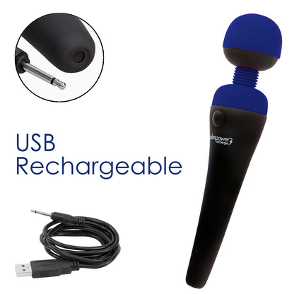 BMS Factory PalmPower Rechargeable Massager – Blue, Waterproof Cordless Silicone Wand