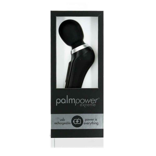 PalmPower Extreme Rechargeable Wand – Black, Ergonomic Powerful Silicone Vibrator by BMS Factory
