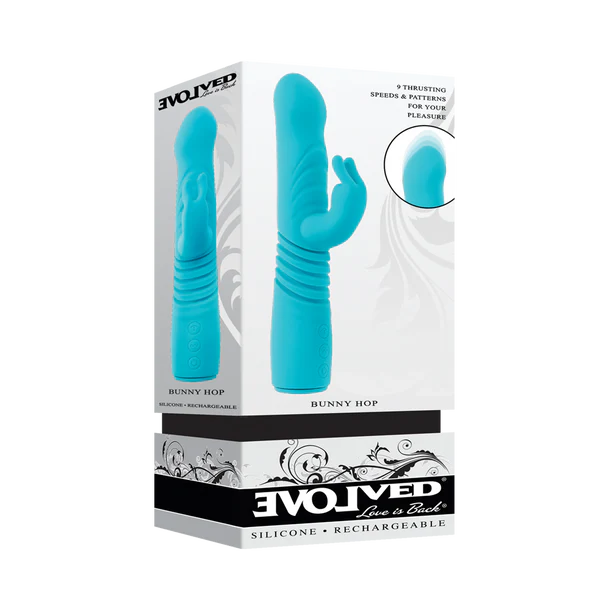 Evolved Bunny Hop thrusting rabbit vibrator dual motor waterproof rechargeable silicone vibrator