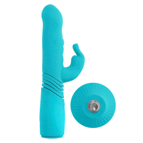 Evolved Bunny Hop thrusting rabbit vibrator dual motor waterproof rechargeable silicone vibrator