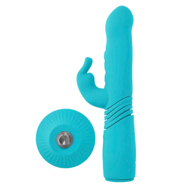 Evolved Bunny Hop thrusting rabbit vibrator dual motor waterproof rechargeable silicone vibrator