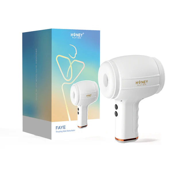 Honey Play Box Faye Open-ended Thrusting Male Masturbator with 7 vibration patterns and 4 thrusting modes for customizable pleasure.